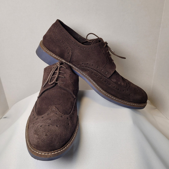 Otisopse Men's Italian Made Oxfords Leather Suede Shoes Brown US 12 - EU 45 - Picture 2 of 16